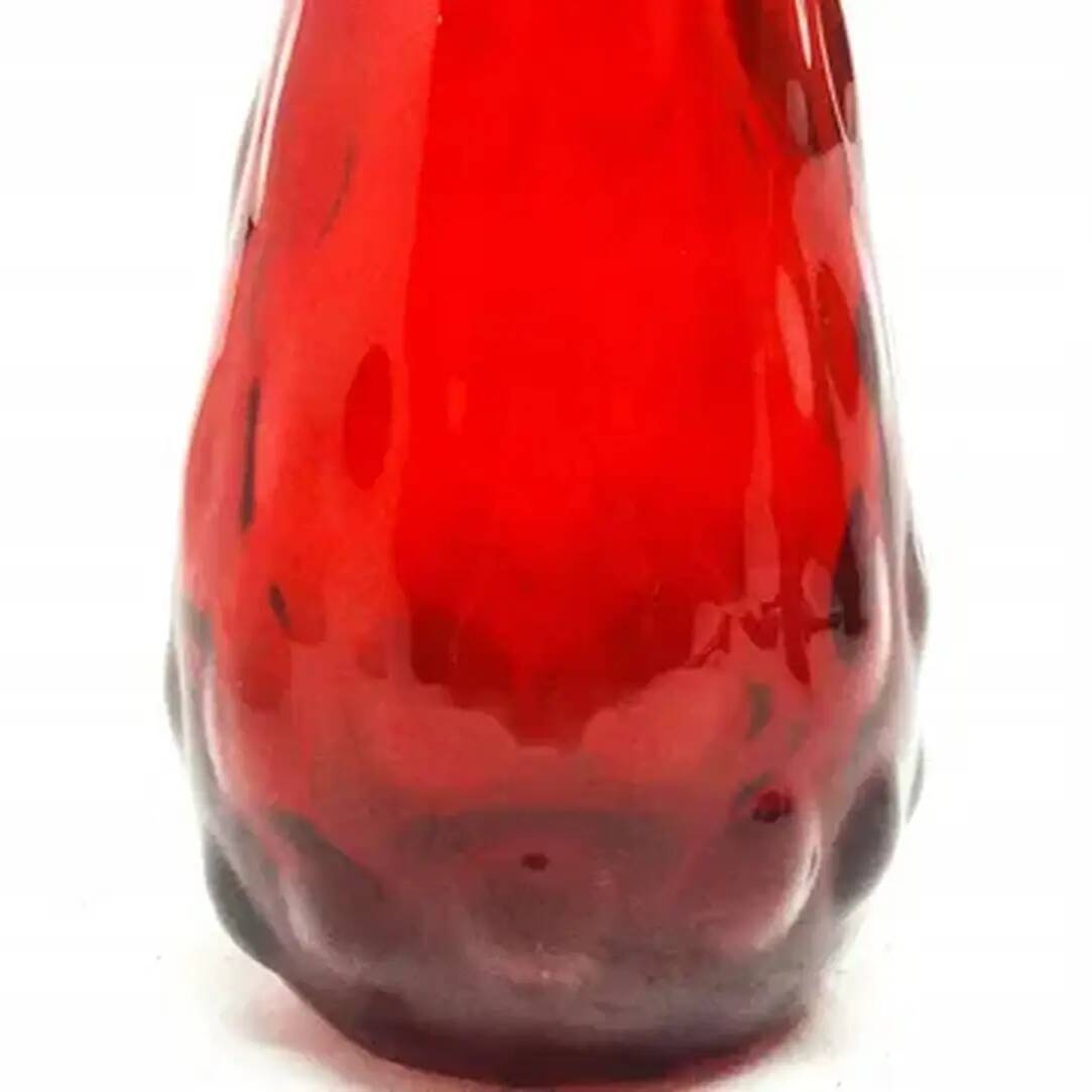 Bean vase, mid-century modern, red glass, Ząbkowice, Poland, 1970s