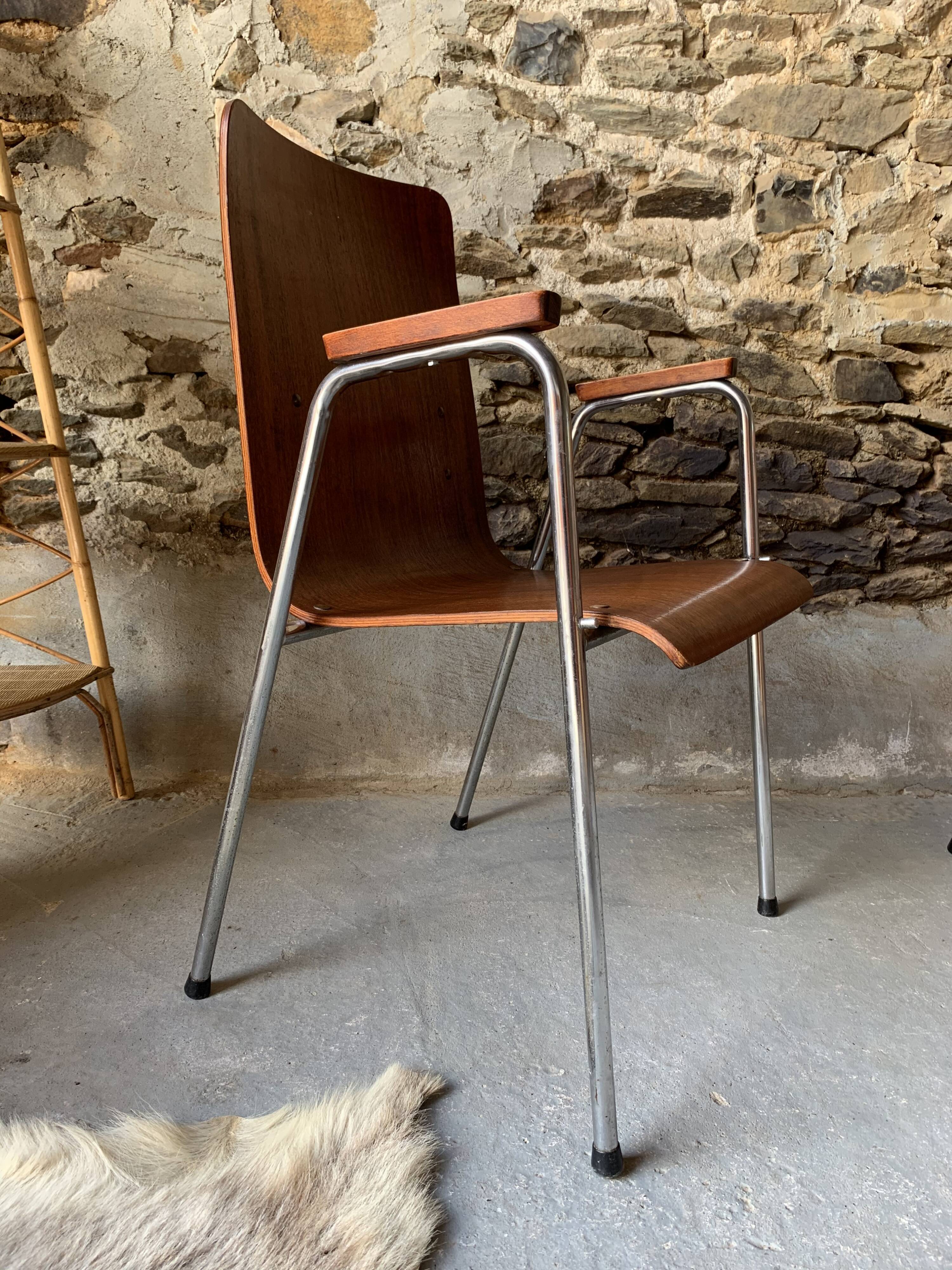 Set of 6 armchairs - Wood & metal -