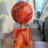 Lamp circa 1970 in iron and lacquered wood as well as bronze
