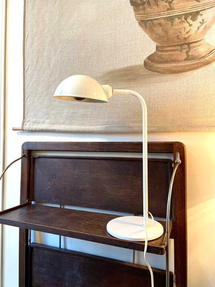 White metal desk lamp