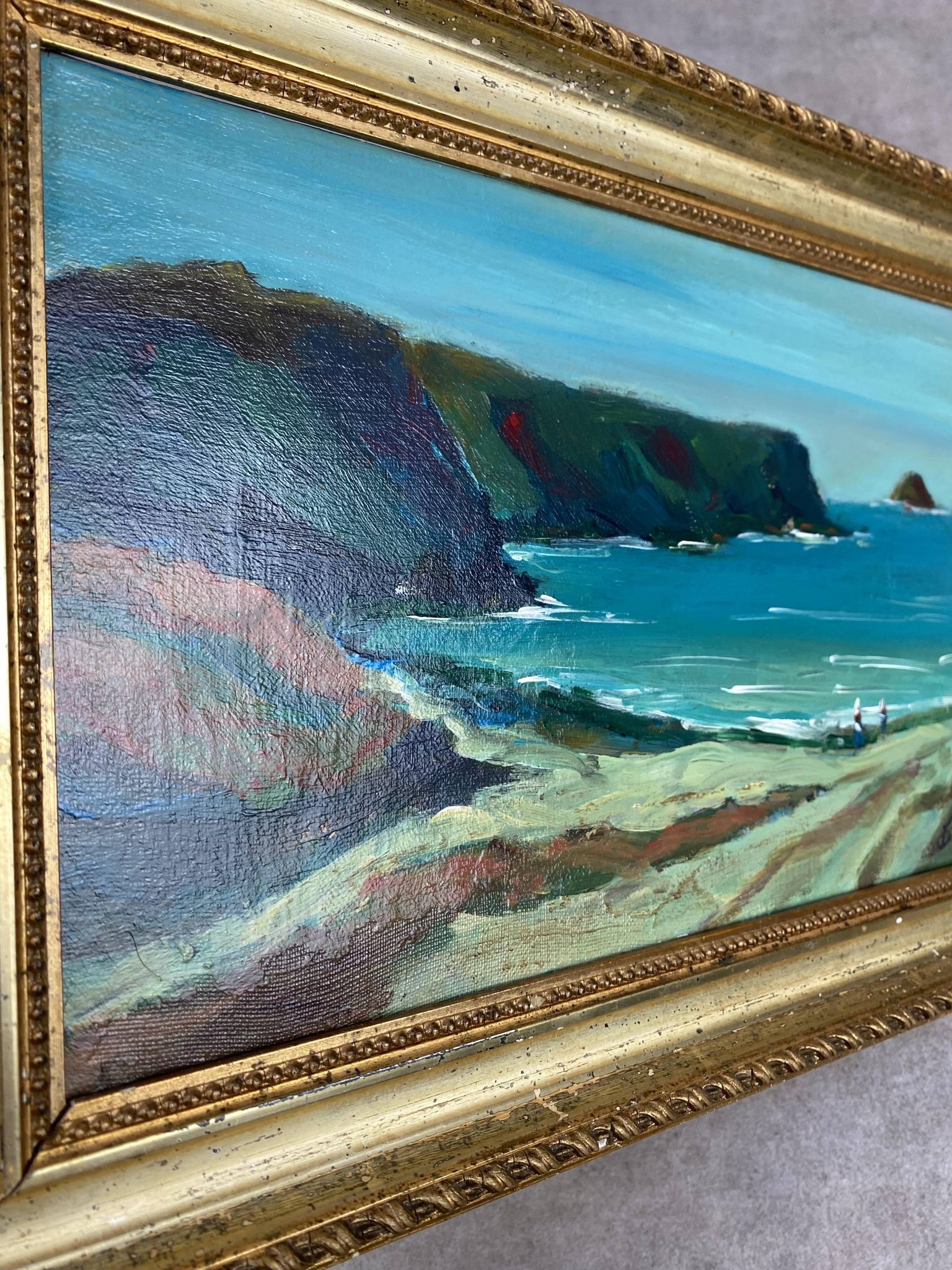 Marine painting by Désiré-Lucas, early 20th century, oil on canvas.
