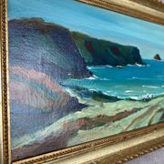 Marine painting by Désiré-Lucas, early 20th century, oil on canvas.