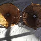 Set of two bamboo and cane lampshades