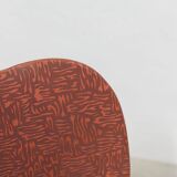 Vintage 70s chair in black lacquered metal and atypical red vinyl