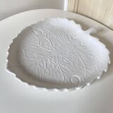 Barbotine Fruit Drainer And Its Plate In The Shape Of A White Cabbage Leaf
