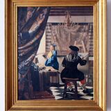 Reproduction s.p.a.d.e.m vermeer jan peintre à l'atelier 68 x 58 encadrée