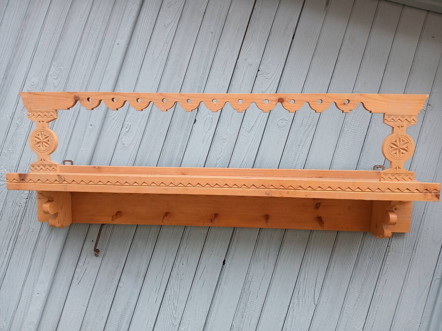 Antique carved wooden wall shelf
