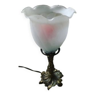 Lampe de chevet laiton Abat-jour Tulipe