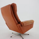 1970s leather swivel armchair by Nili Stoppmobler, Denmark