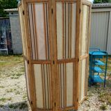Paravent 4 Vantaux Bois et Tissus Vintage