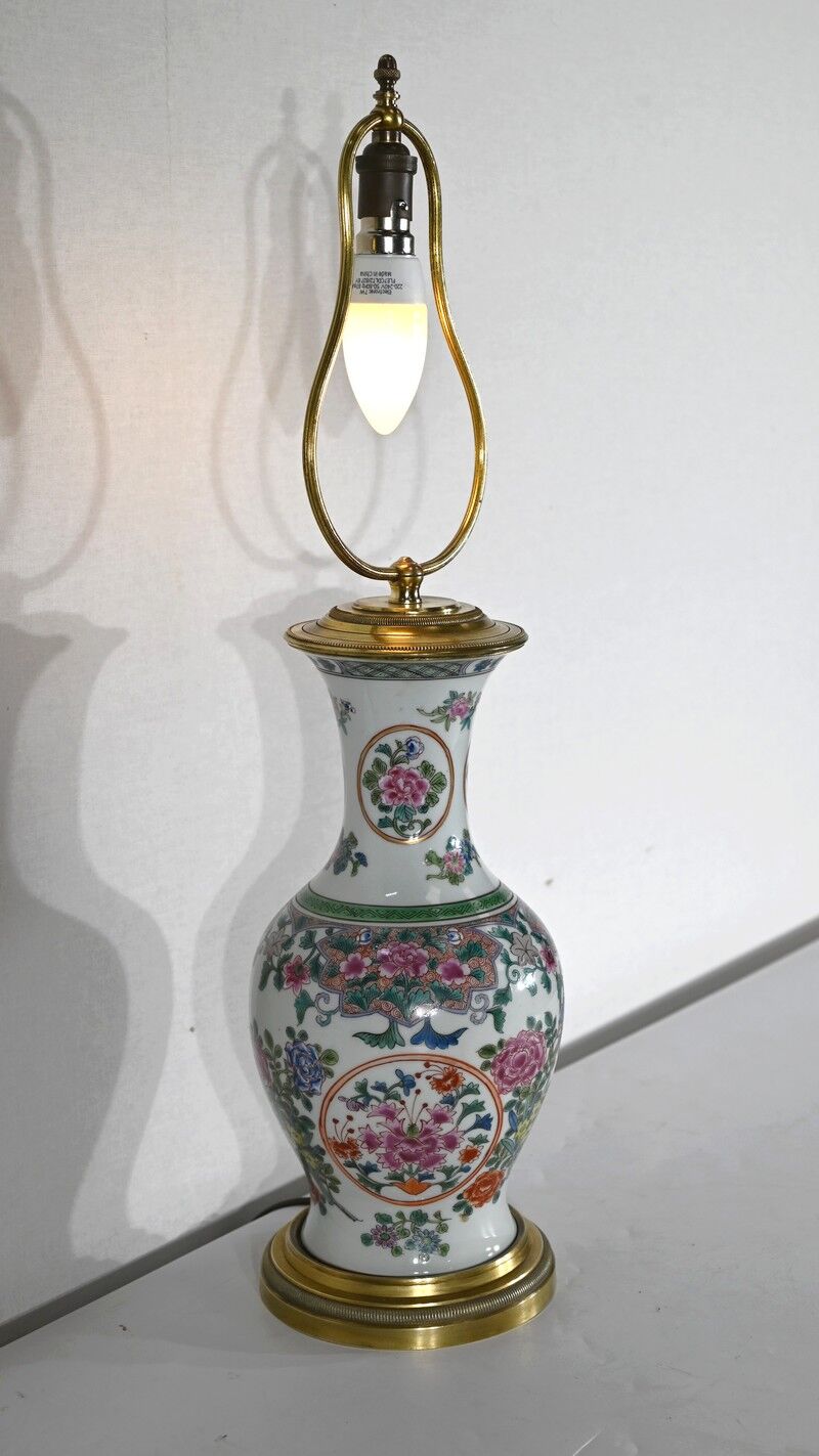 Porcelain lamp of china and brass – early twentieth century