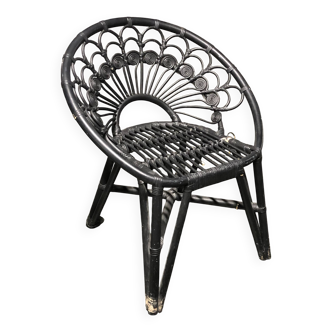 Fauteuil rotin bleu foncé