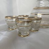 Service à liqueur en verre granité carafe et verres anciens années 50