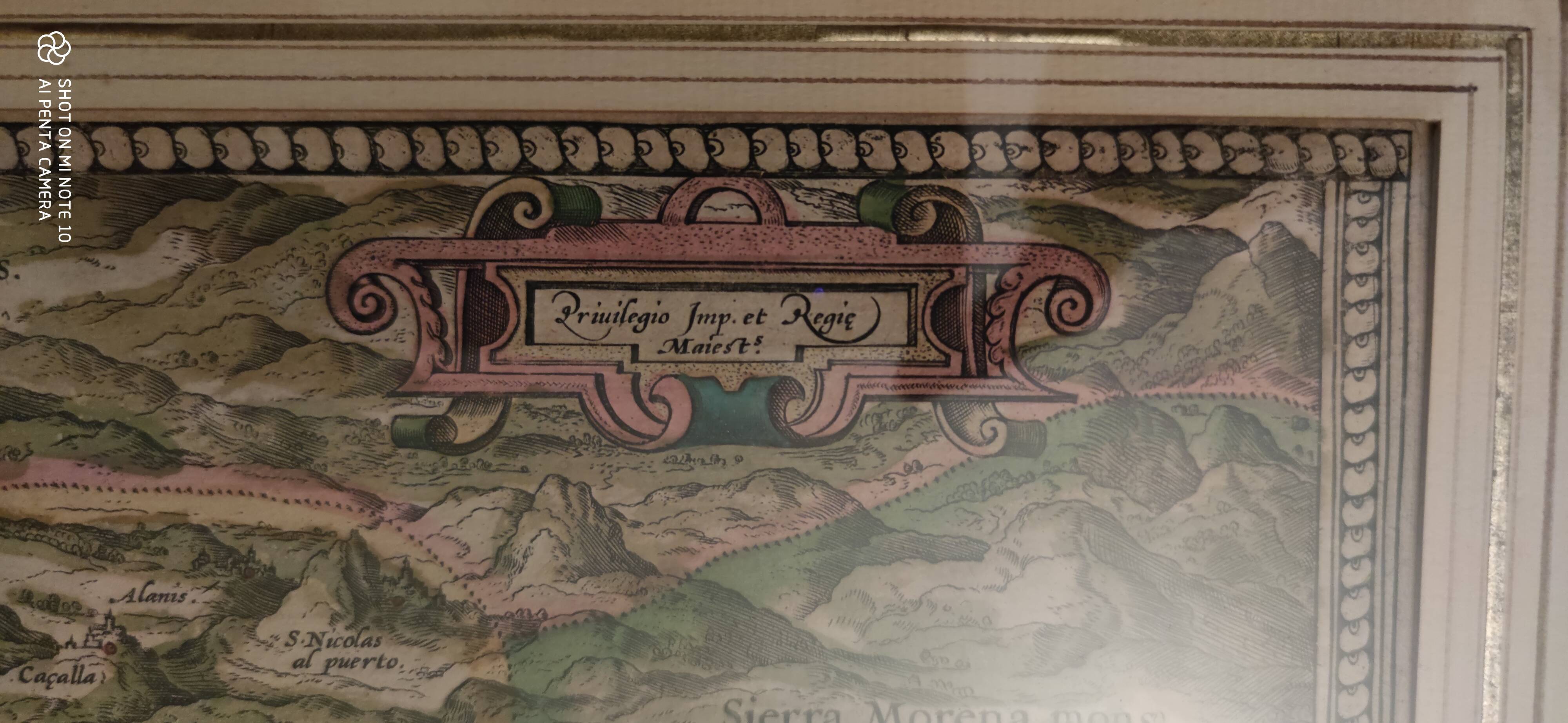 Painting engraving map Andalusia signed 1579