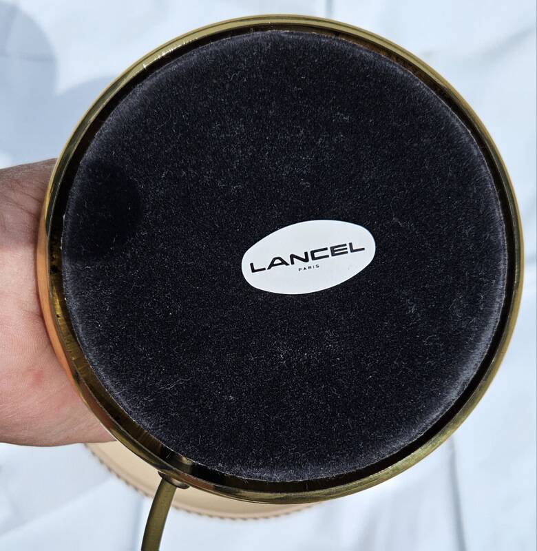 Lancel paris desk lamp fawn granite leather and brass