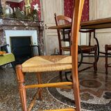 Table provençale artisanale piètement fer forgé 4 chaises gerbe et deux fauteuils gerbe Rochebobois