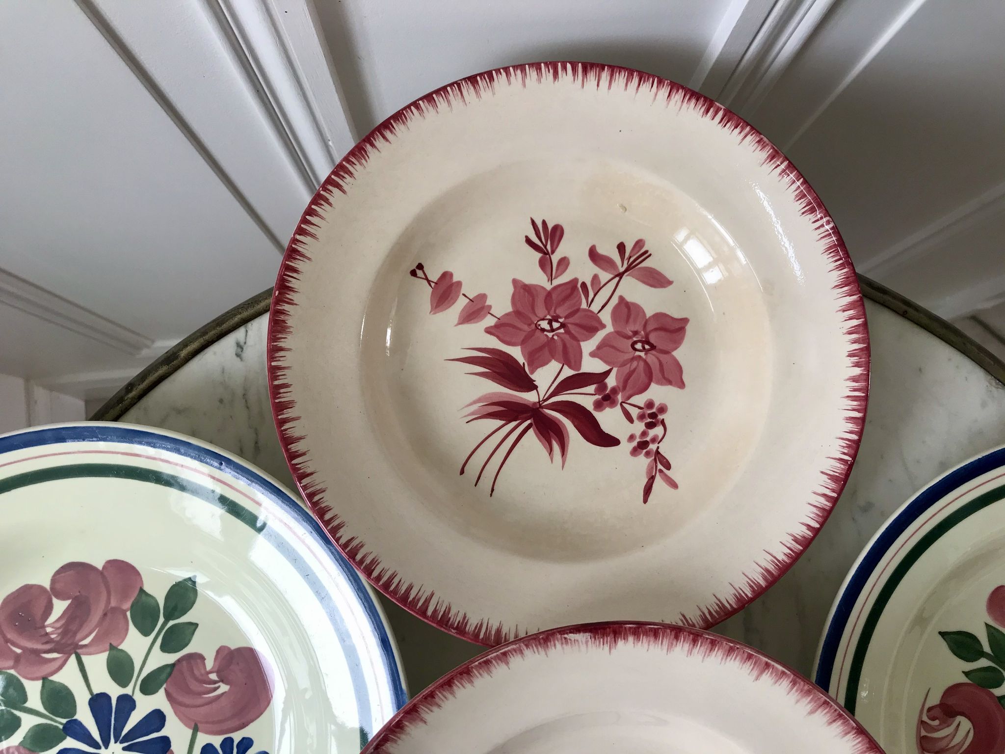 Set of 6 mismatched hollow plates longchamp and hbcm model mulhouse years 40-50