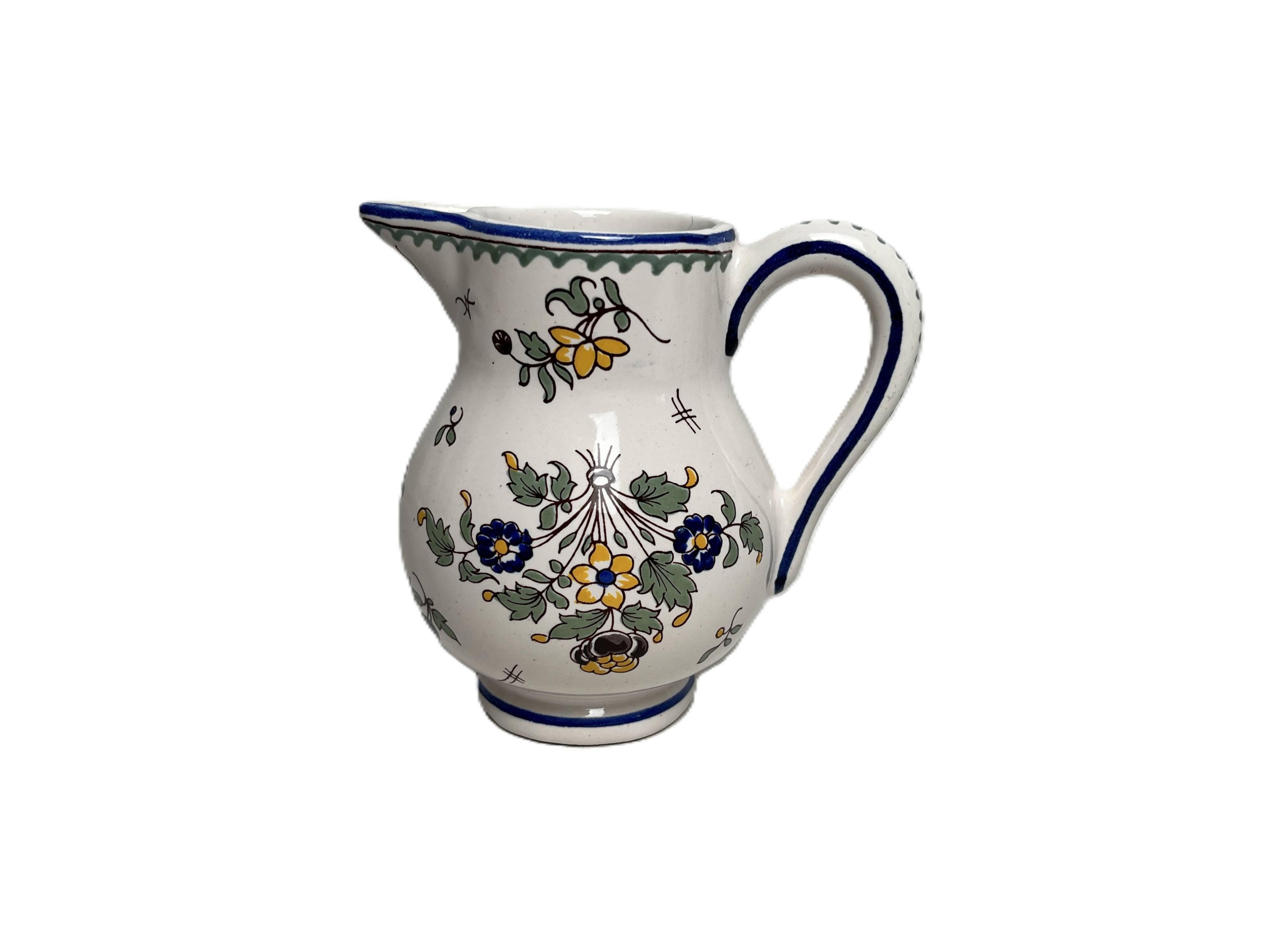 Pérouges, polychrome earthenware pitcher, 20th century