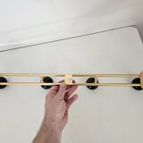 Vintage brass coat rack with black wooden ball (4 hooks)