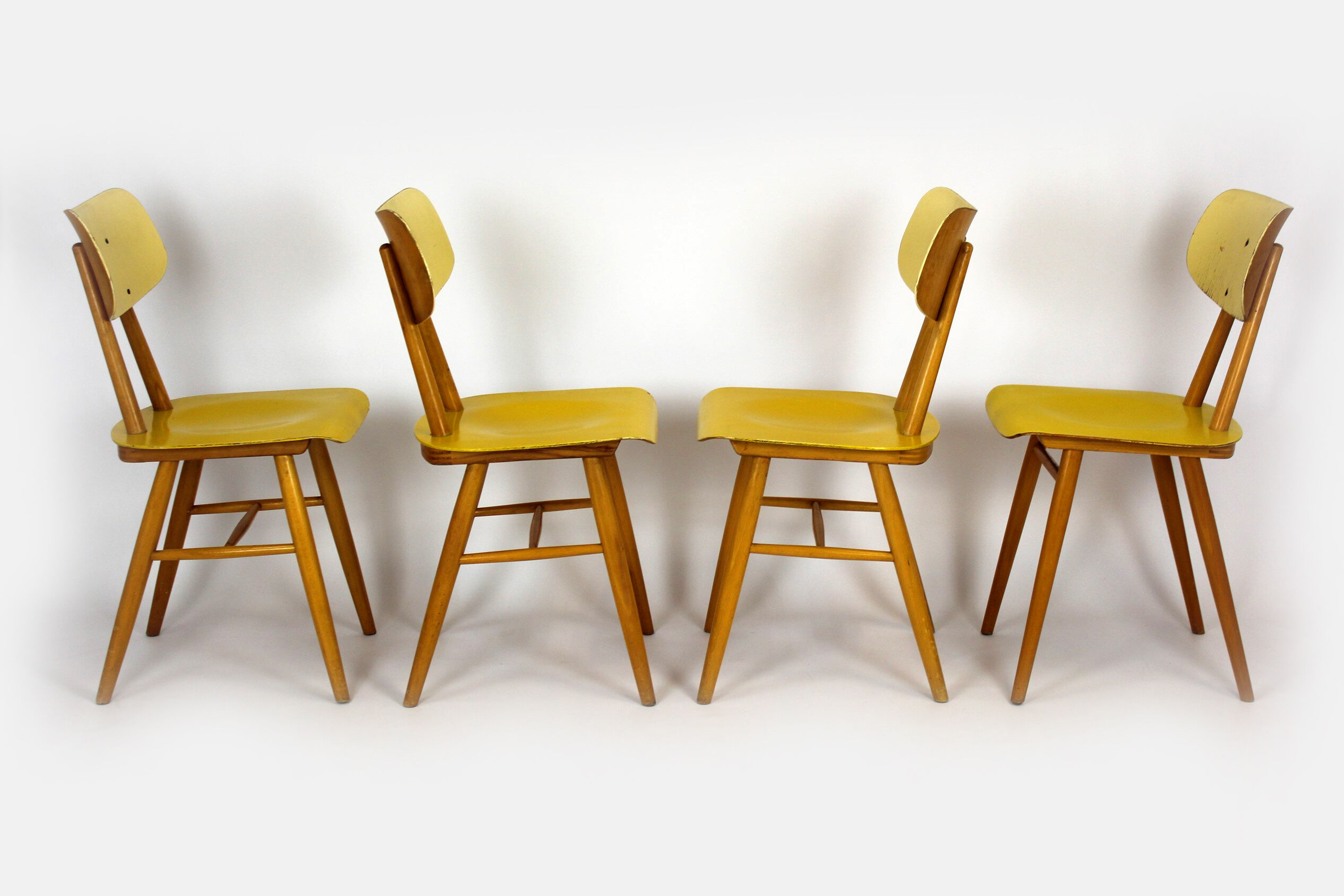 Set of 4 vintage wooden dining chairs from Ton 1960s