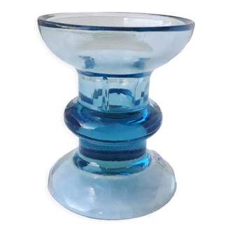 Blue glass candle holder