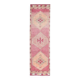 Vintage Turkish Hand-Knotted Wool Cotton Pink Runner Rug 96x365