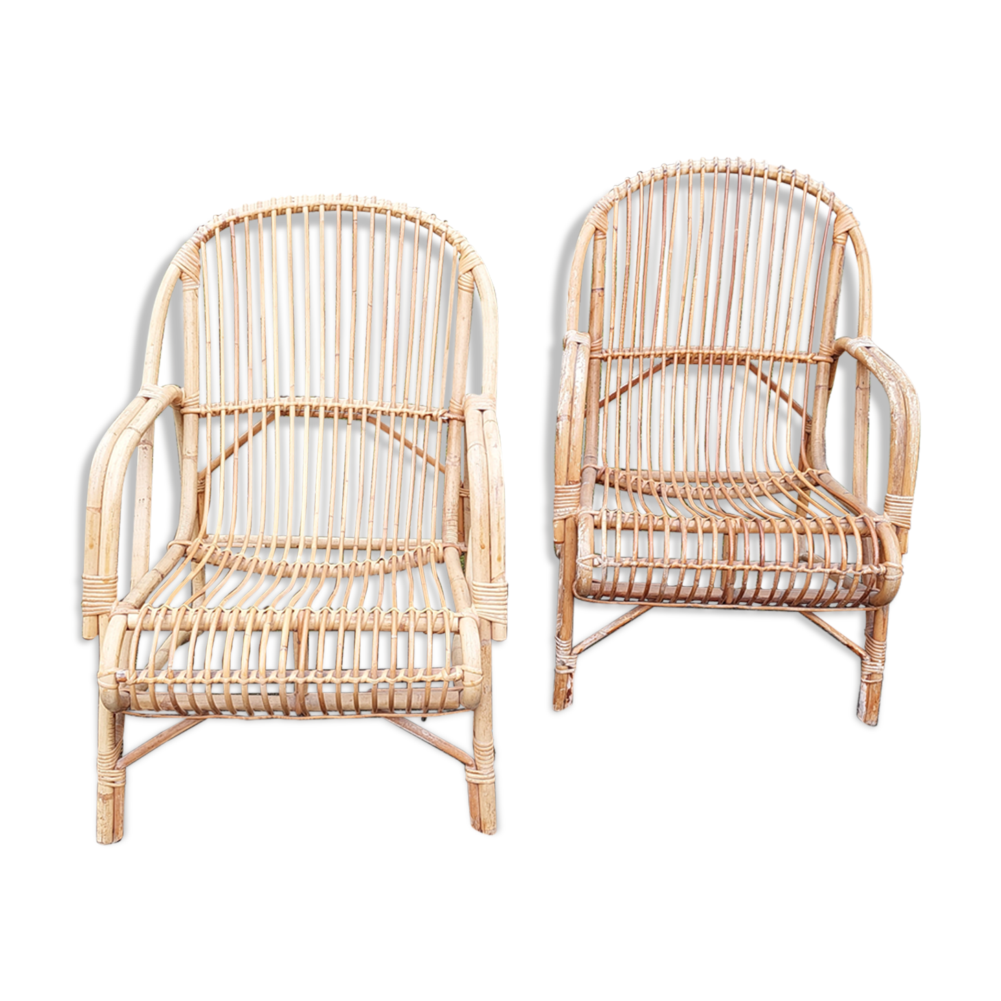 Paire de fauteuils rotin vintage