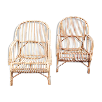 Pair of vintage rattan armchairs