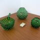 Italian green bubble glass vases and bowl by Empoli, set of 3, 1960s.
