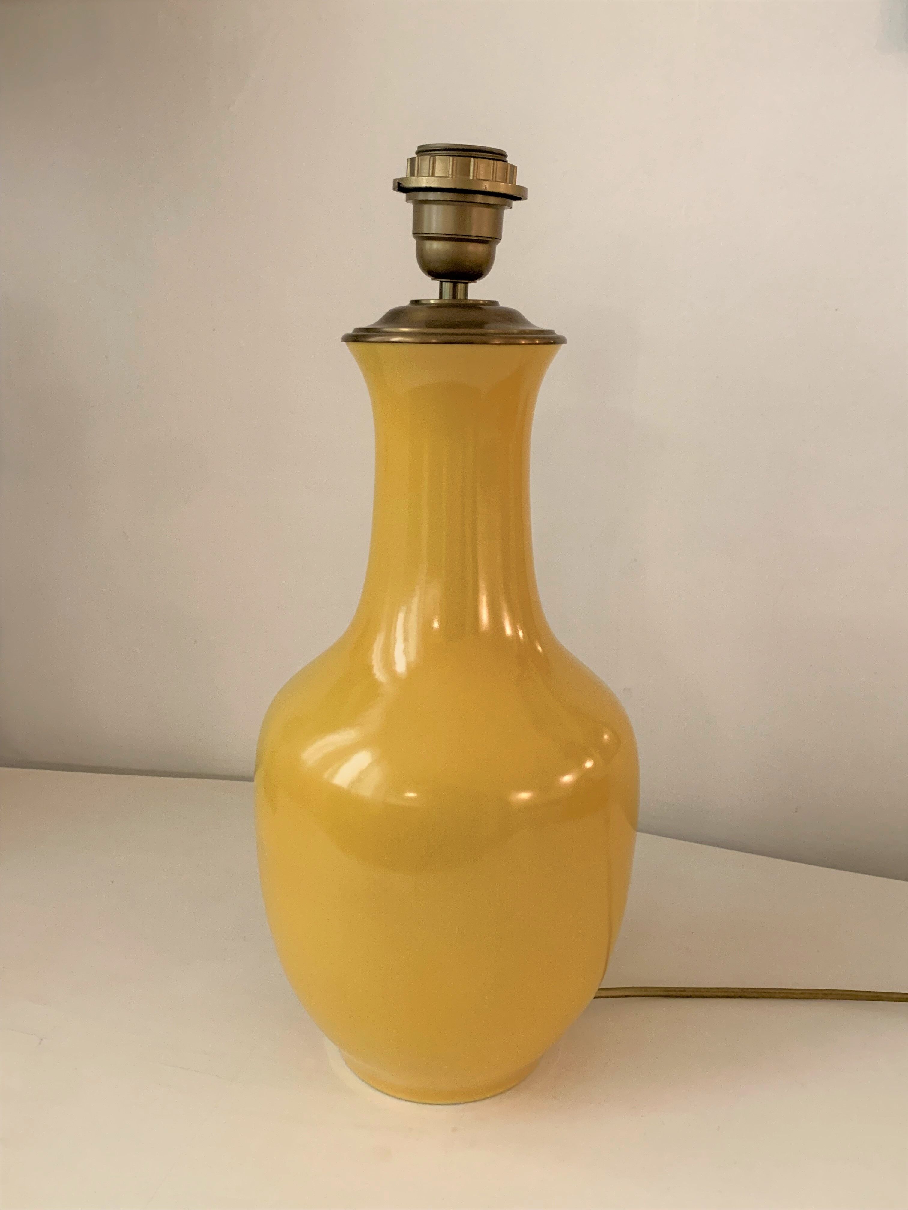 Yellow porcelain lamp foot