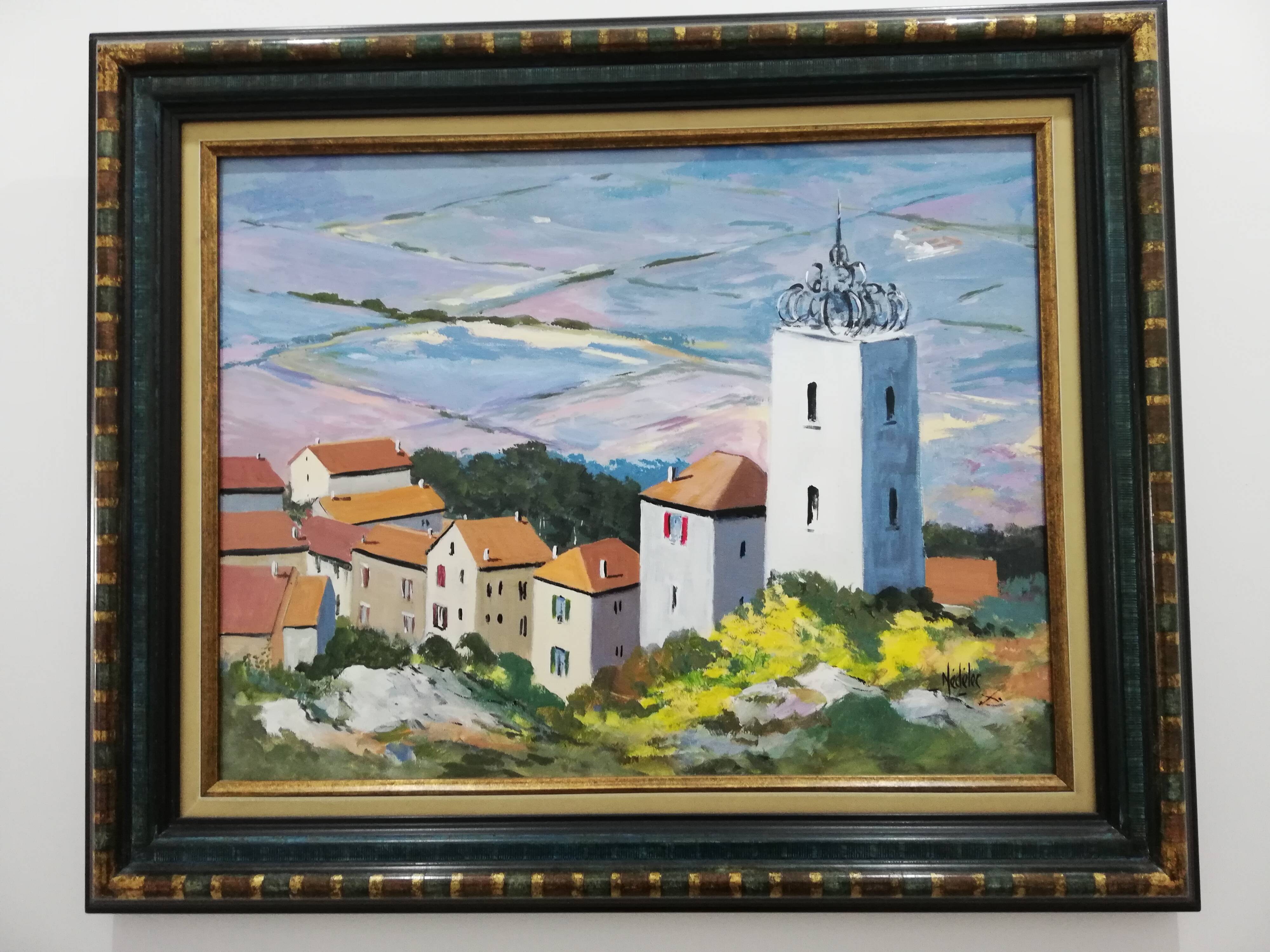 Oil painting on canvas by "Roger NEDELEC" "Ménerbes" 50x65 cm