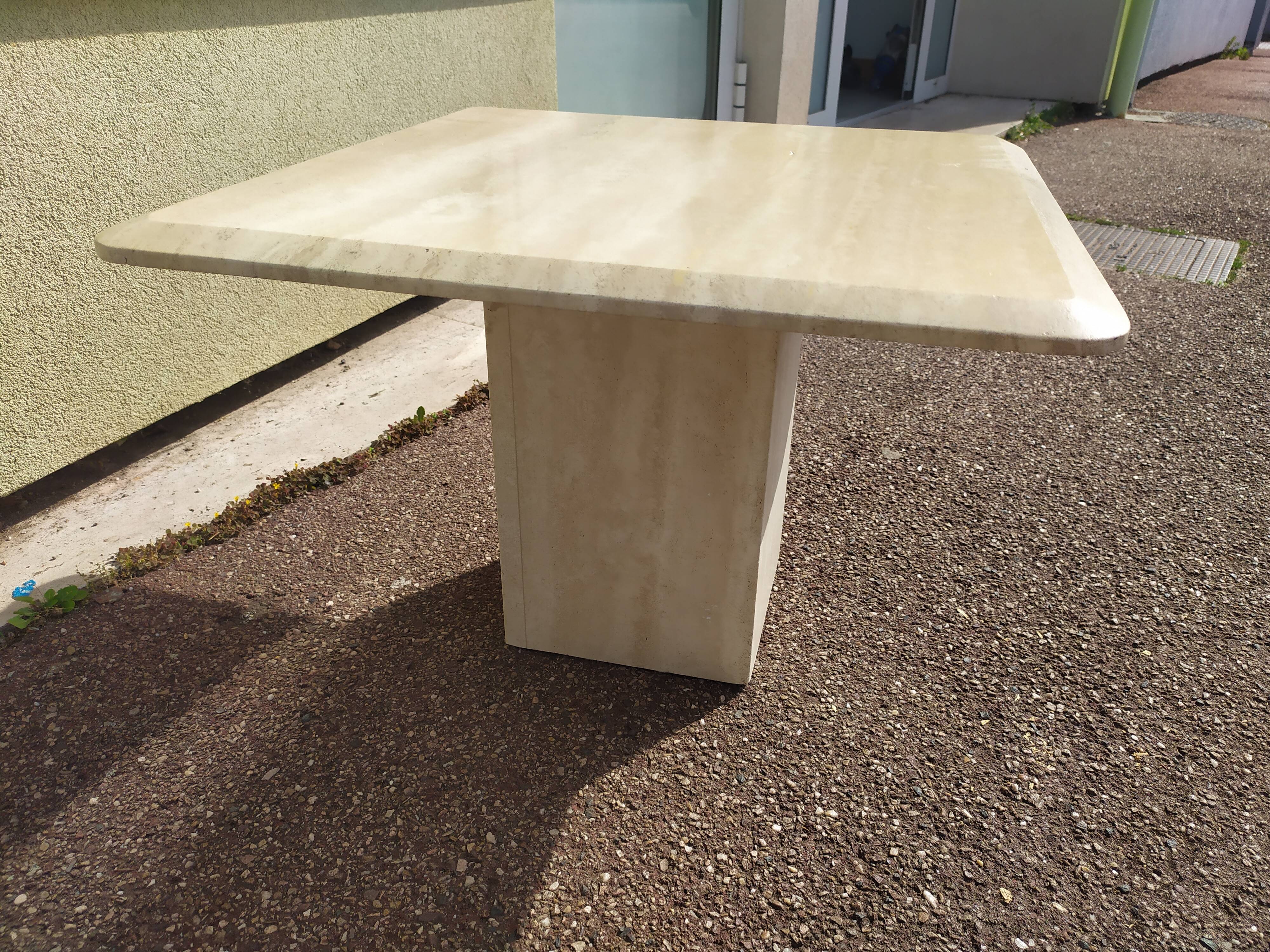 Square travertine coffee table