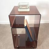 Smoked Plexiglas bedside table / end table