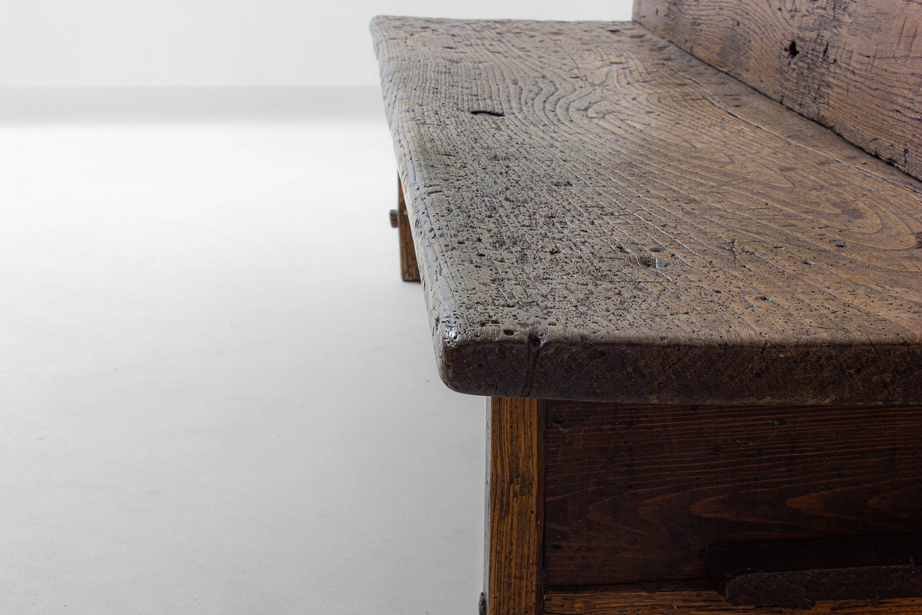 Early 1900s Art Populaire French fermette bench