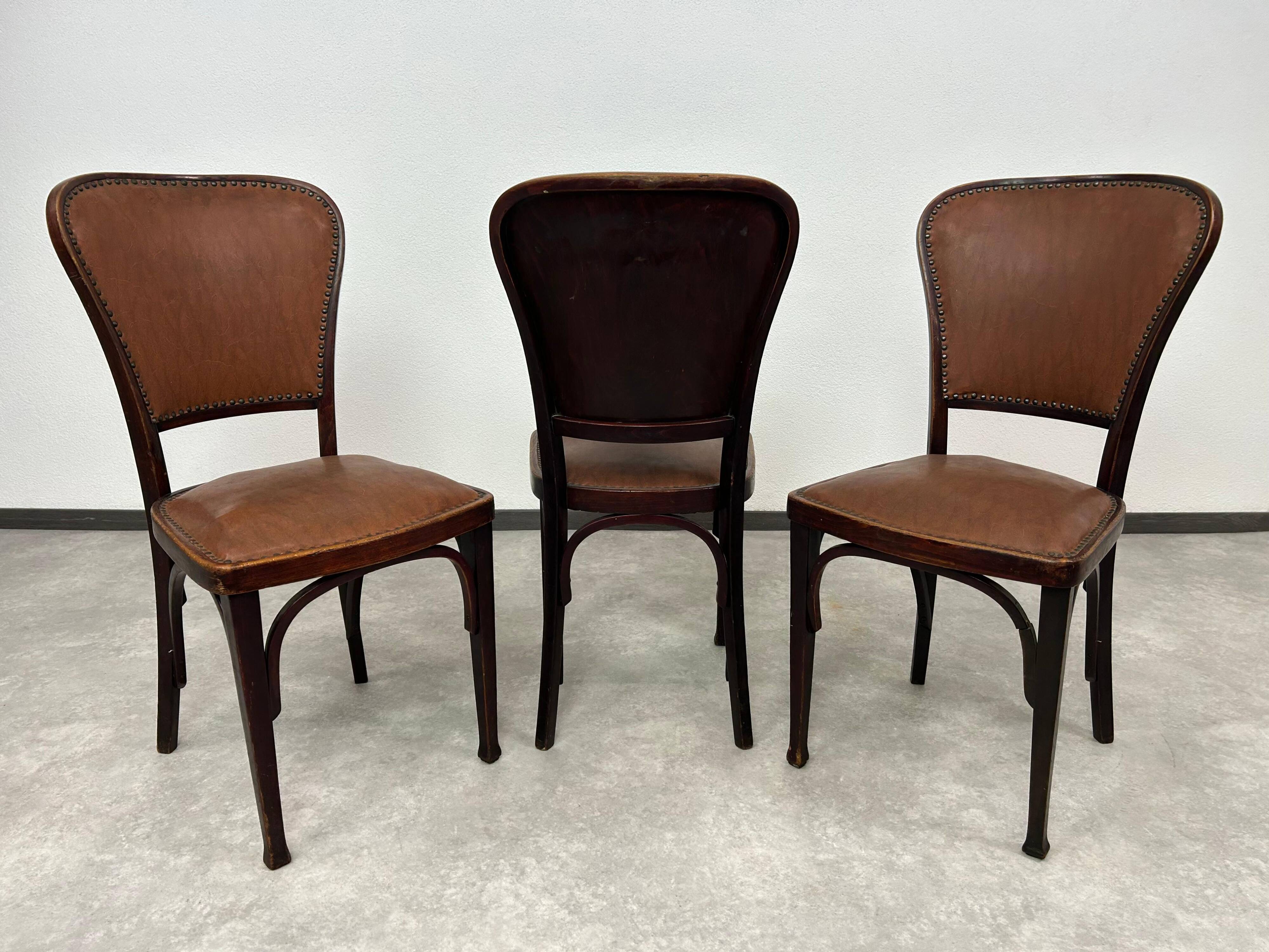 Set of 3 dining chairs by Gustav Siegel for J&J Kohn