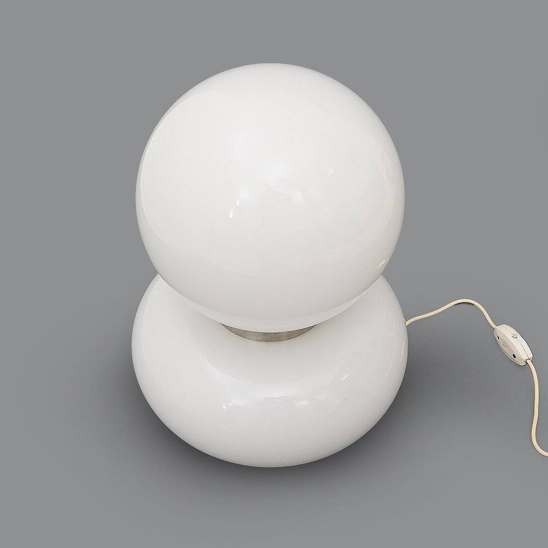 Table lamp with double white glass diffuser, 1970s