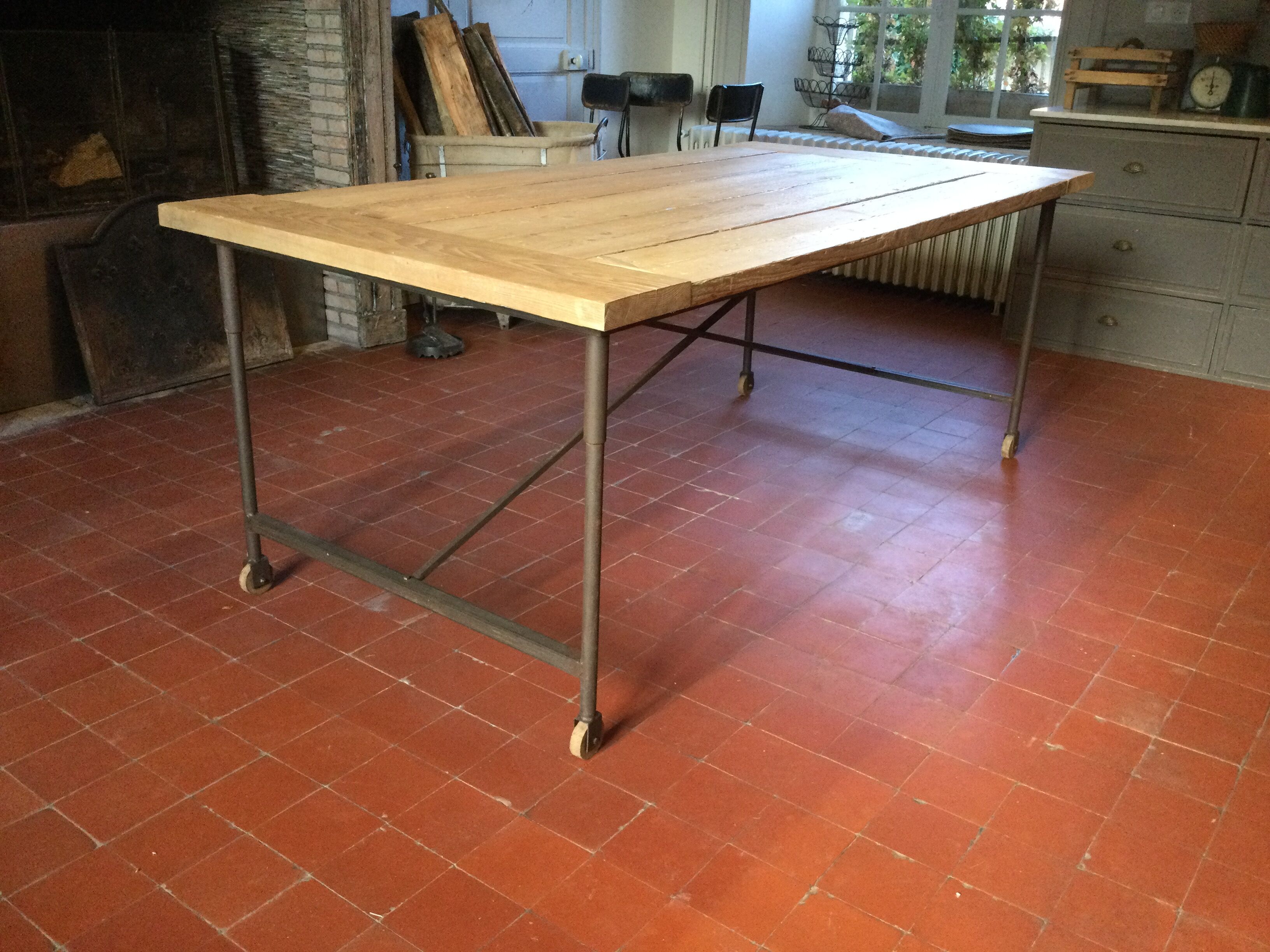 Wood and iron dining table