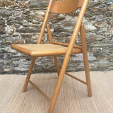 80s wooden and cane folding chair