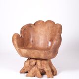 Olive root armchair brutalist design
