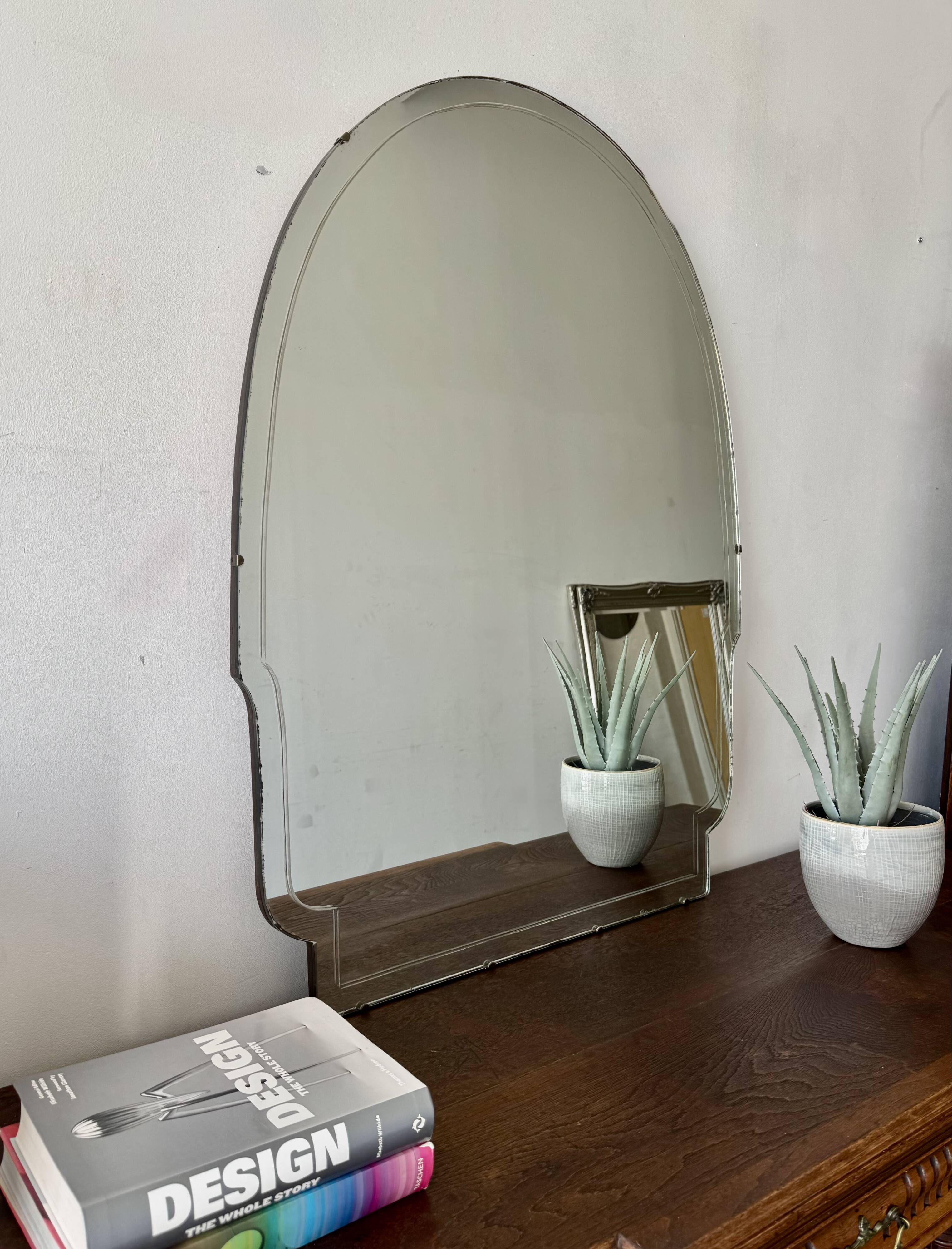 Large Vintage Mirror Frameless