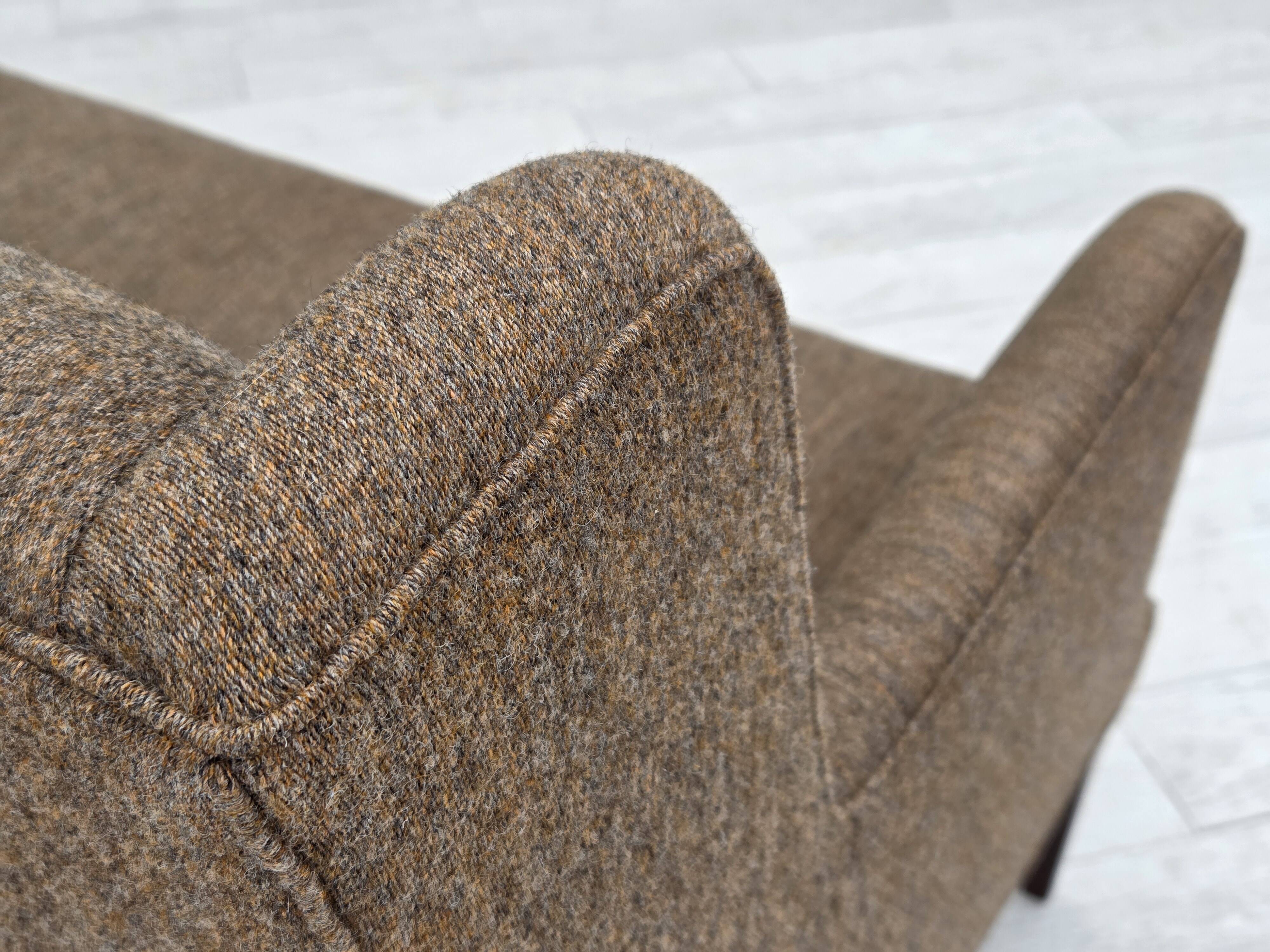 1960s, Danish 3-seater sofa, furniture wool, teak wood.