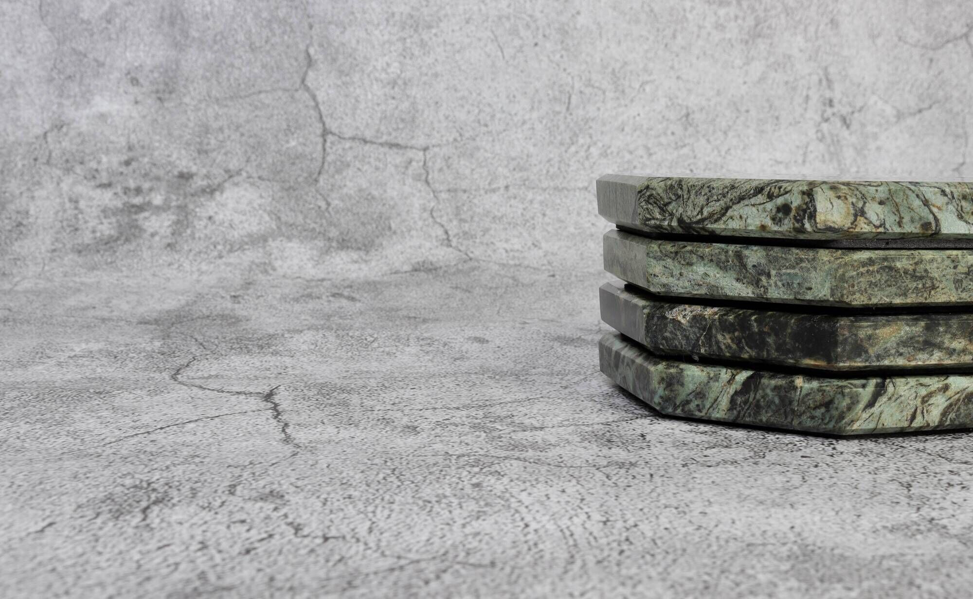 Angelo – Indian Green Octagonal Natural Marble Coasters - set of 4