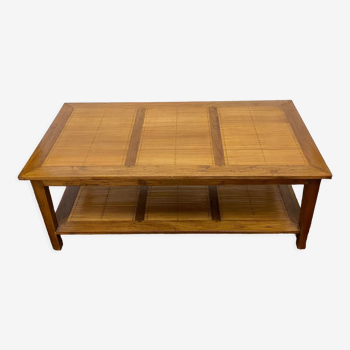 Coffee table 2 floors solid wood and pointed bamboo