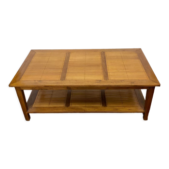 Coffee table 2 floors solid wood and pointed bamboo