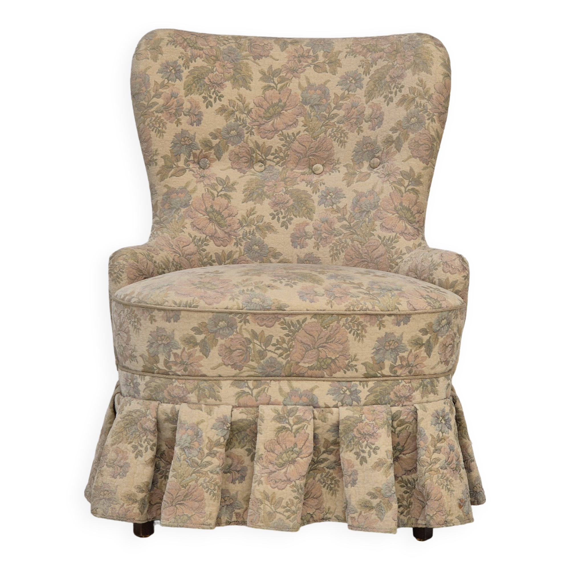 1970s, Danish easy side chair, original very good condition, floral furniture velour.