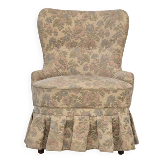 1970s, Danish easy side chair, original very good condition, floral furniture velour.