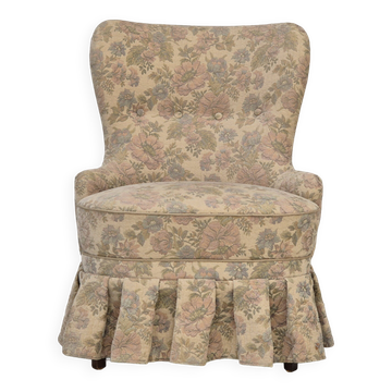 1970s, Danish easy side chair, original very good condition, floral furniture velour.