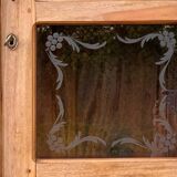 Parisian wardrobe in raw wood with engraved glass from 1920.