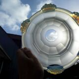 Art Deco chandelier, 4 arms of light, opalescent Ezan glasses