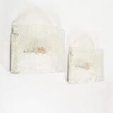 Set of two Italian ice glass Murano glass sconces